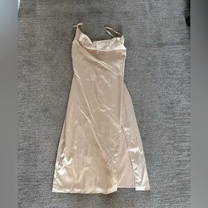 Amazon Strapless Satin Dress in Cream